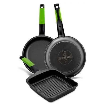 Bra Asador Grill Prior Rayas 28x28cm Espesor 5mm Aluminio Fundido Teflón Antiadherente Mango Ergonómico